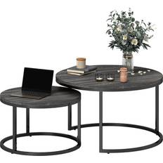 Homcom Round for Living Room Black Nesting Table 78.5cm 2pcs