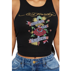 Fashion Nova Ed Hardy True Love Tank Top - Black