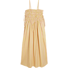River Island Womens Shirred Strappy Midi Dress - Beige Stripe
