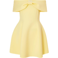 Quiz Lemon Bardot Bow Skater Dress - Yellow