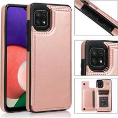 Nkobee Stylish Case With Card Holder for Galaxy A22 5G Rose Gold