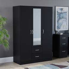 Vida Designs Riano Mirrored Black Wardrobe 115.4x170cm
