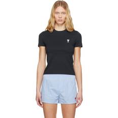 Ami Paris T-shirts Ami Paris Cotton Cropped T-shirt - Night Blue