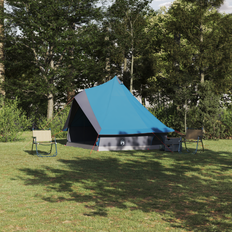 Tält tipi camping vidaXL Familj Tält Tipi Blå 8-Personers Vattentät