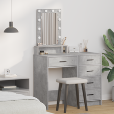 Gråa - Rektangulära Sminkbord vidaXL Med LED-Lampor Betonggrå 50 x 41 x 140 cm Sminkbord