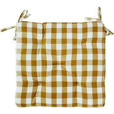 Madam Stoltz Checked Woven Cotton Chair Pad Sittdyna 45x45 cm Gul/Vit Stolsdyna Gul