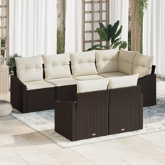vidaXL 7 Delt Have Sofa Sæt Med Puder Brun Poly Rattan Modulsofa