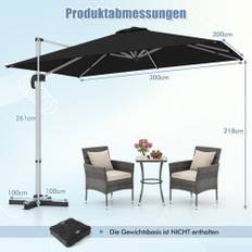 Parasol stor Cwy Rektangulær Parasol 300 x 300 cm Sort 300cm
