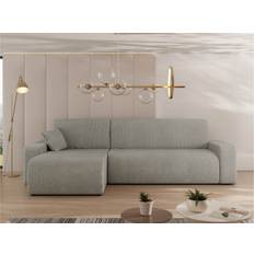 Mirjan24 Barile Bäddsoffa Med Divan 3-Sits I Plysch Grå Soffa 3-sits