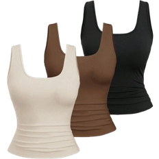 Shein Flirla Plus Size Women's Summer Short Square Neck Pleated Casual Tank Top