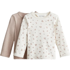 Blommiga Överdelar Barnkläder H&M Cotton Jersey Sweater 2-pack - Beige/Floral (1291910001)