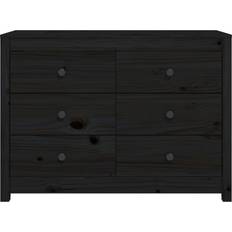Black - Pine Chest of Drawers vidaXL 821768 Black Chest of Drawer 100x72cm
