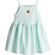Turkosa Klänningar H&M Print Detail Dress - Light Turquoise/Strawberry (1285473001)