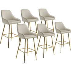 Gold Bar Stools tectake Avane Cream/Gold Bar Stool 108cm 6pcs