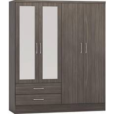Black - Shelves Wardrobes SECONIQUE Nevada Black Wood Grain Wardrobe 154x182.5cm