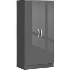High gloss bedroom furniture Homcom Modern High Gloss Grey Wardrobe 76x160cm