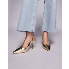Guld Pumps Simmi London Darcia Metalliska Klackskor Polyester Spetsig Tå Hälrem