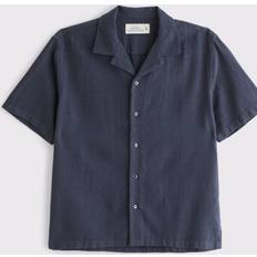 Abercrombie & Fitch Overdele Abercrombie & Fitch Blue Linen Short Sleeve Shirt Navy