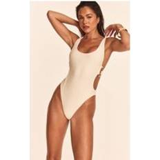 White Swimsuits PrettyLittleThing Cream O Ring Cut Out Scoop Swimsuit - White