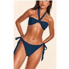PrettyLittleThing Teal Tie Side Tanga Bikini Bottoms - Blue