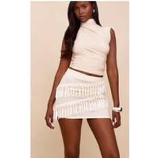 PrettyLittleThing Tassle Detail Mini Skirt - White