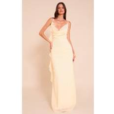 PrettyLittleThing Lemon Chiffon Strappy Frill Detail Maxi Dress