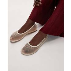 & Other Stories Shoes & Other Stories Real Leather Trimmed Mesh Ballet Flats Cream White