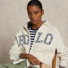 Polo Ralph Lauren Cardigans Polo Ralph Lauren Zip Through Hooded Cardigan - Cream/Blue