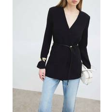River Island Kavajer River Island Long Sleeve Belted Blazer - Black