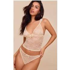 Beige Lingerie Sets PrettyLittleThing Butter Cream Lace Cami Thong Lingerie Set