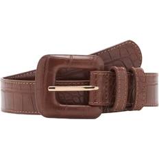 Mango Classic Croc Detail Square Buckle Belt - Brown