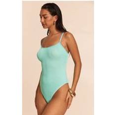 PrettyLittleThing Aqua Blue Crinkle Strappy Swimsuit - Blue