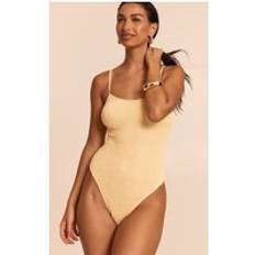 Yellow Swimsuits PrettyLittleThing Crinkle Strappy Swimsuit - Butter Yellow