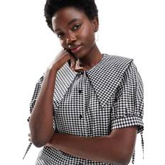 Women Shirts New Look Gingham Collar Detail Shirt - Black