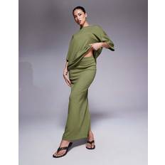Green Skirts River Island Clean Neoprene Maxi Skirt - Khaki