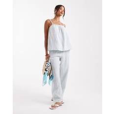 Vero Moda Randiga Byxor & Shorts Vero Moda Mix And Match Cotton Trouser Co-Ord - Green Stripe