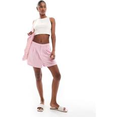 Stradivarius Flowing Linen Blend Shorts - Light Pink