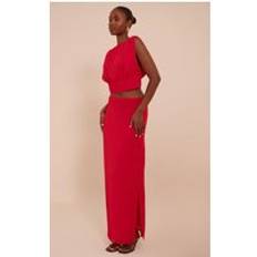 Red Skirts PrettyLittleThing Chiffon Split Maxi Skirt - Tomato Red