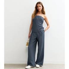 New Look Co-Ord Wide Leg Stripe Trousers - Blue