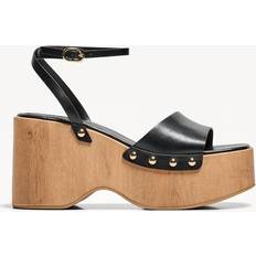 Bershka High-Heel Wedge Sandals - Black