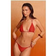 Orange Bikiniunderdelar PrettyLittleThing Rust Bead Detail Tie Side Bikini Bottoms - Orange