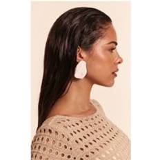 Cream Oversize Wave Abstract Statement Earrings - White