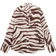Mango Dame Bluser Mango Bluse Koni - Beige/Mørkebrun
