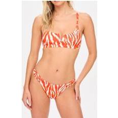 Orange Bikinis Swim Print Non Wired Bikini Top - Orange
