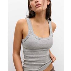 Pull&Bear Ribbed Tank Top - Grey Marl