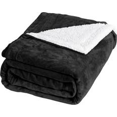 Natur Pur Throw Blanket Bed Sofa Throw Soft Cosy Large Sherpa 200cm x 150cm Blankets Black