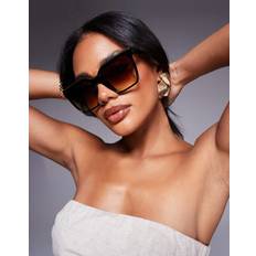 Level Up Square Cat Eye Sunglasses - Black/Brown