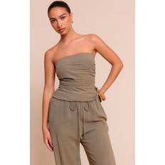 Green Tank Tops PrettyLittleThing Textured Bandeau Top - Green