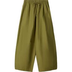 Bershka Cropped Barrel Trousers - Khaki