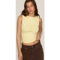 PrettyLittleThing Soft Cotton Boat Neck Sleeveless Top - Cream